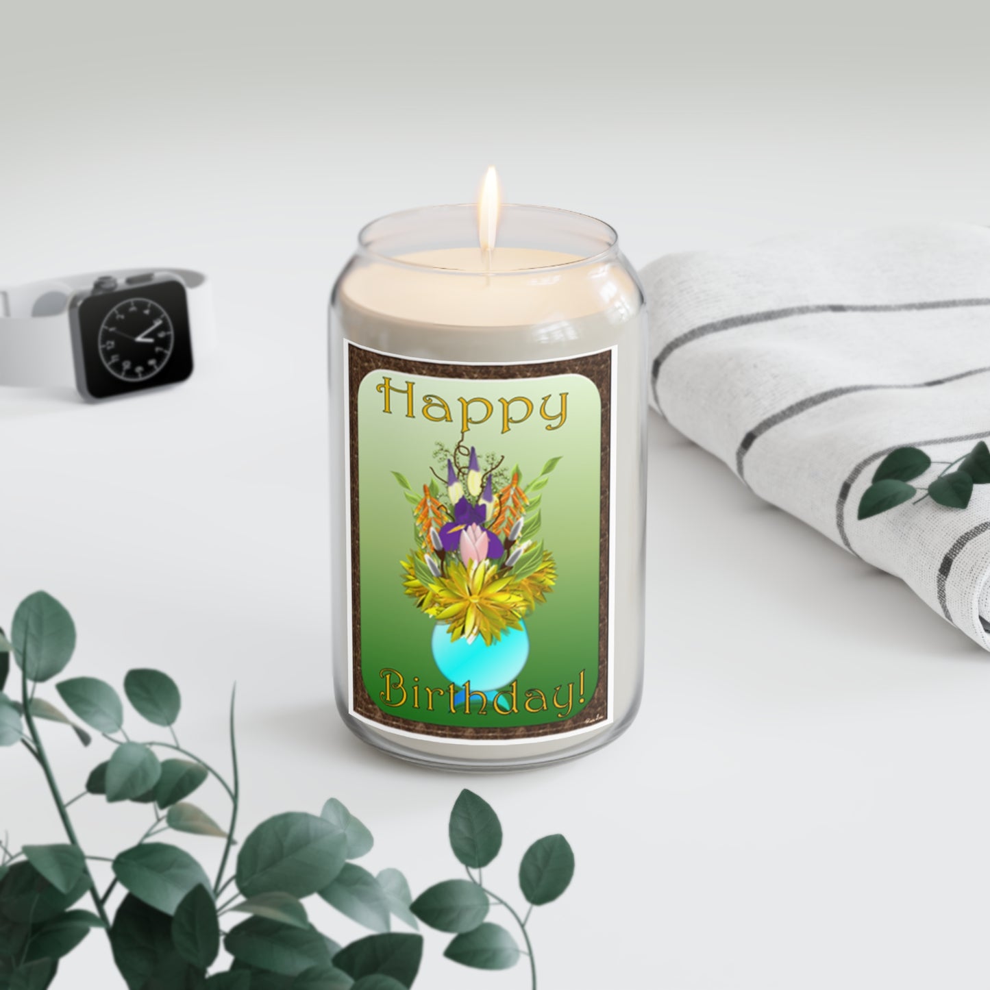 Happy Birthday Flower Bowl - Candles
