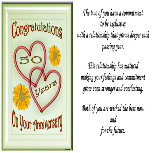 Congratulations on Your Anniversary - 50 Years - Greeting Card