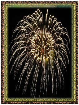 Fireworks Green - Alt - Greeting Card