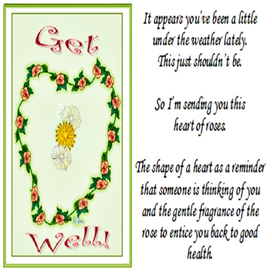 Get Well Rose Heart - Greeting Card