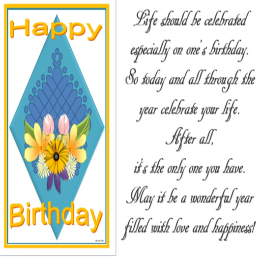 Happy Birthday Floral Tile - Greeting Card