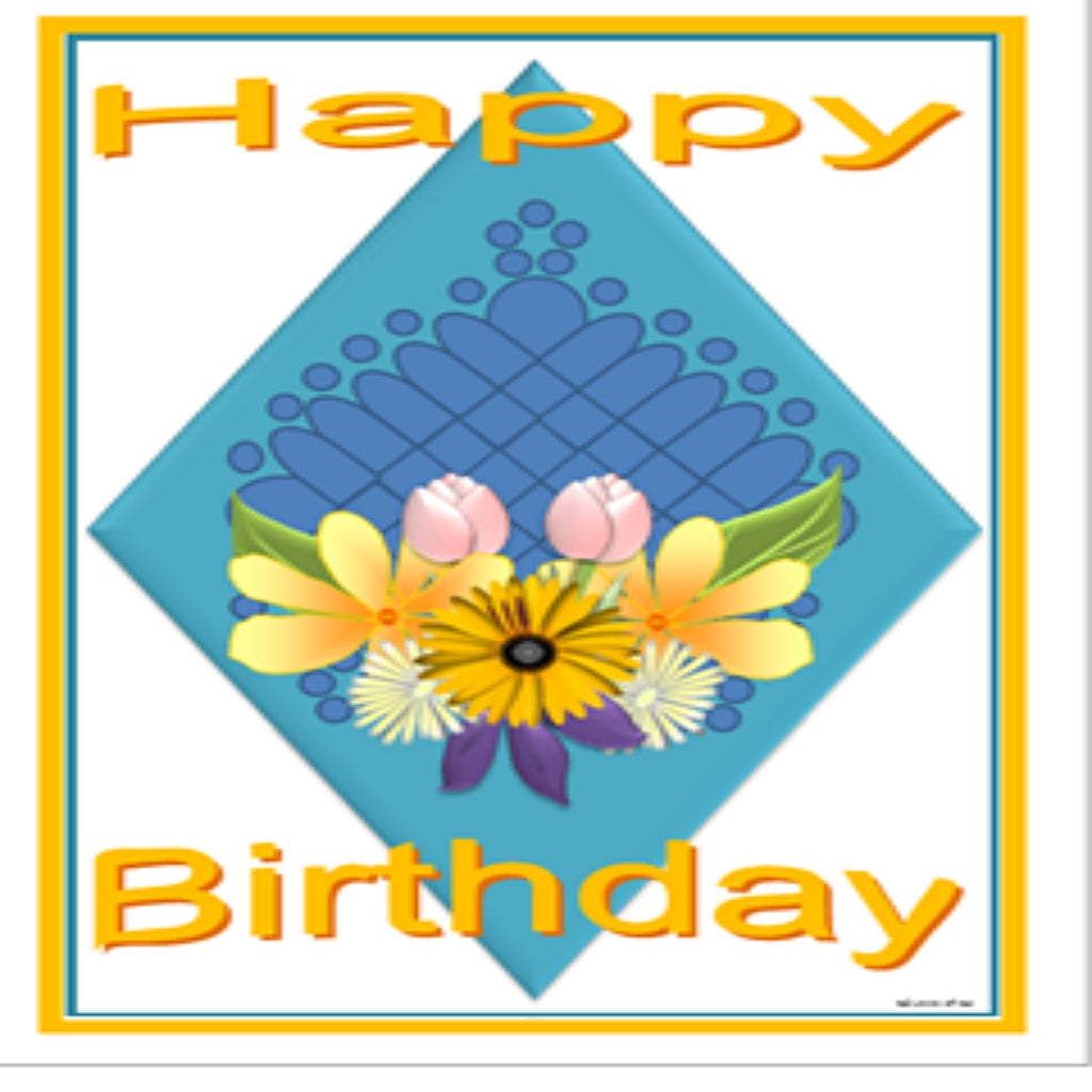 Happy Birthday Floral Tile - Greeting Card