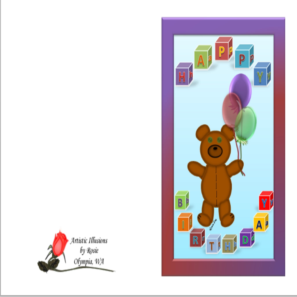 happy birthday teddy bear cards Images High Quality... Happy Birthday Teddy Bear - Greeting Card – RosaLee's Notables