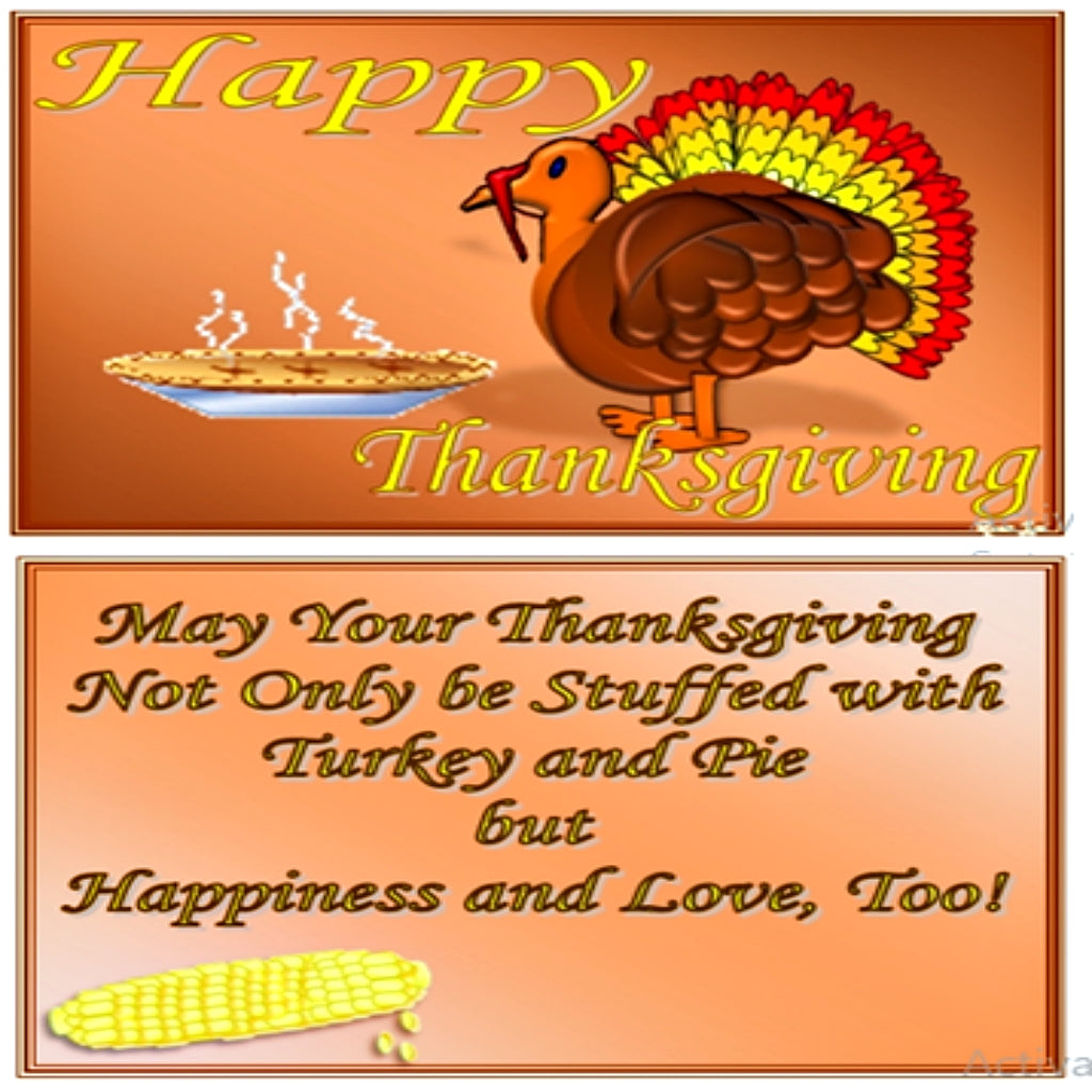 Happy Thanksgiving Turkey - Pie - Greeting Card