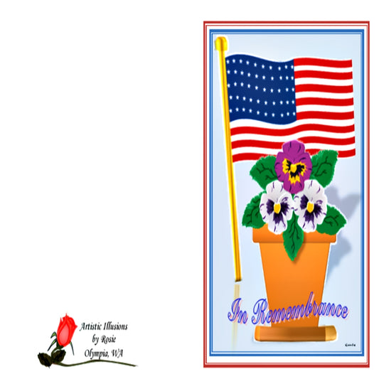 In Remembrance Flag Pansies - Greeting Card