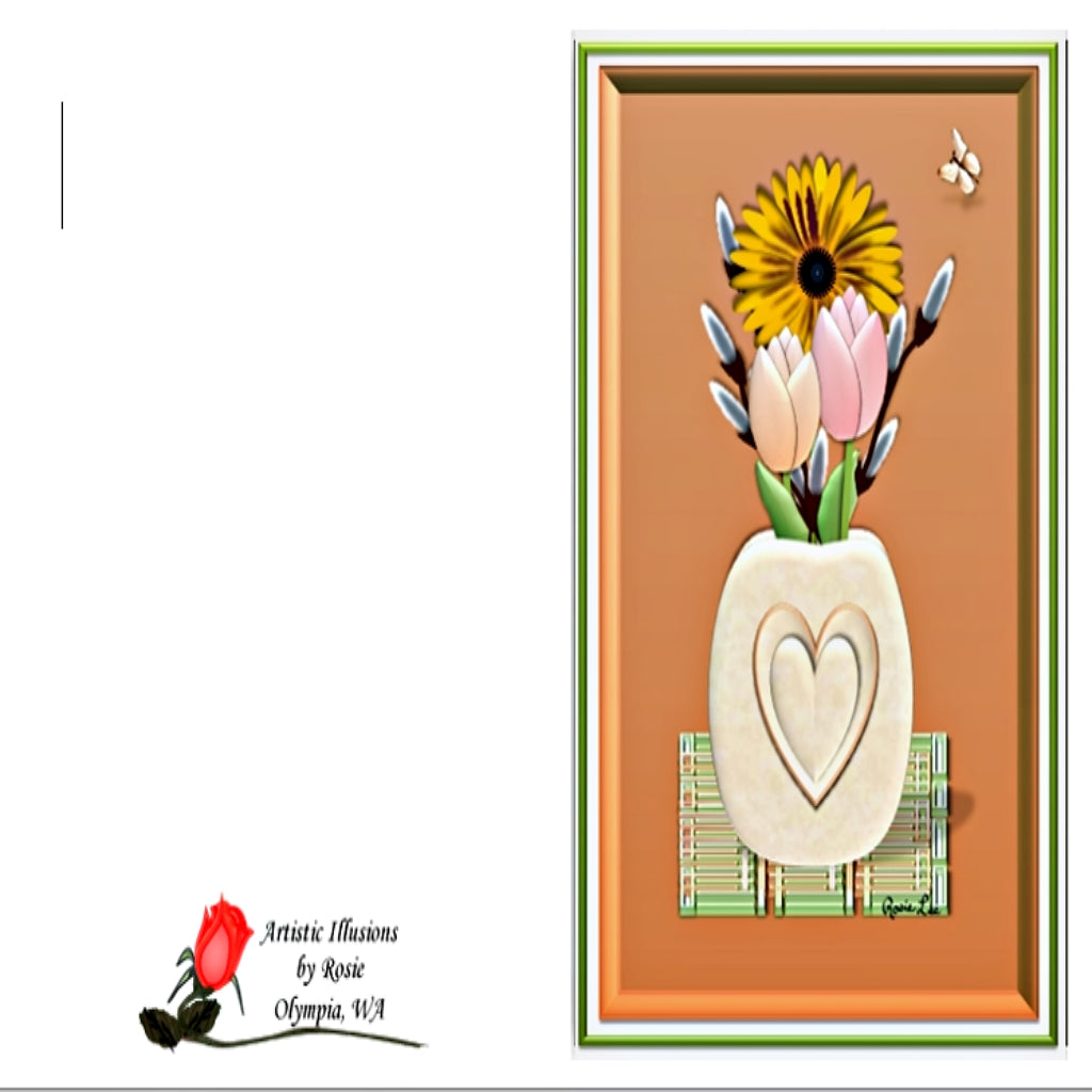 Tulips, Pussy Willows, Daisy - Greeting Card